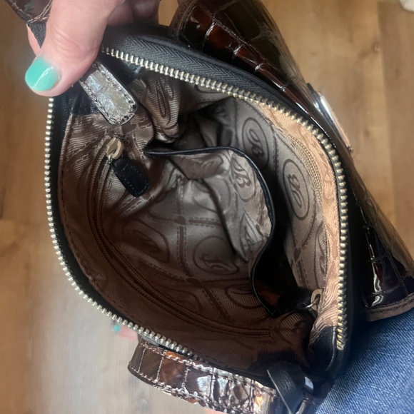 Brighton Black - Croc Leather Flap Crossbody Bag - w/Dust Cover - Picture 4 of 15